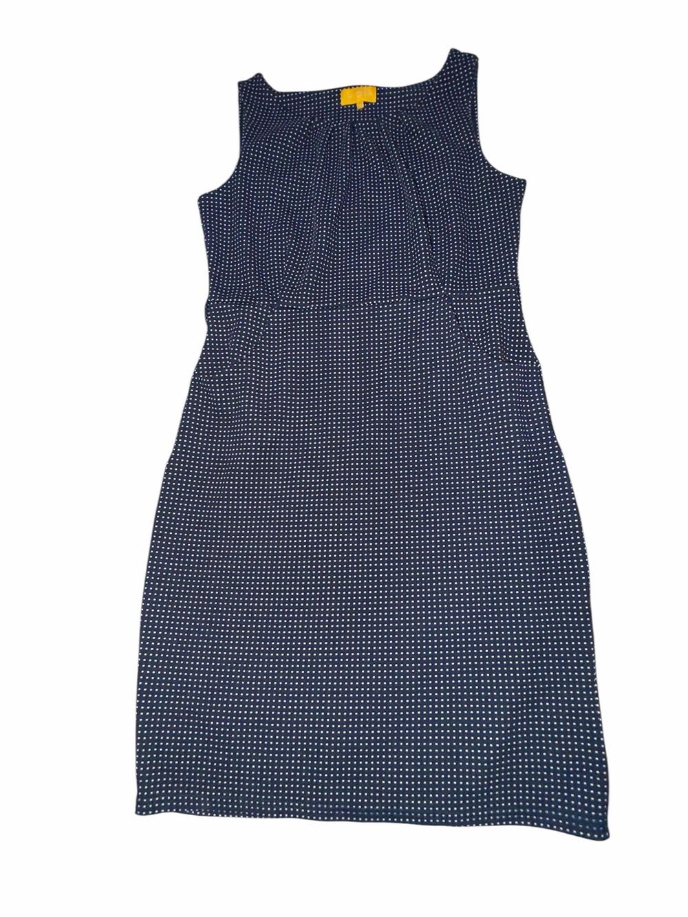 Lady Sun Sleeveless Navy and White Polka Dot Midi Dress (007)